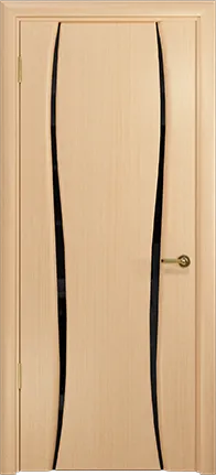 Дверь Арт Деко Лиана-2 беленый дуб, черный триплекс