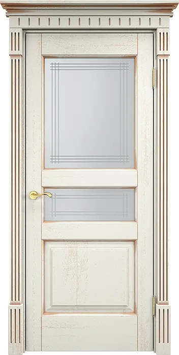 Дверь Итальянская Легенда массив дуба Д5 эмаль F120 с золотой патиной, стекло 5-2