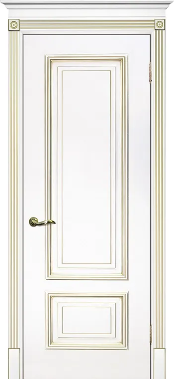 Двери в интерьере - Дверь Текона эмаль Smalta 08 белый RAL 9003 патина золото, глухая