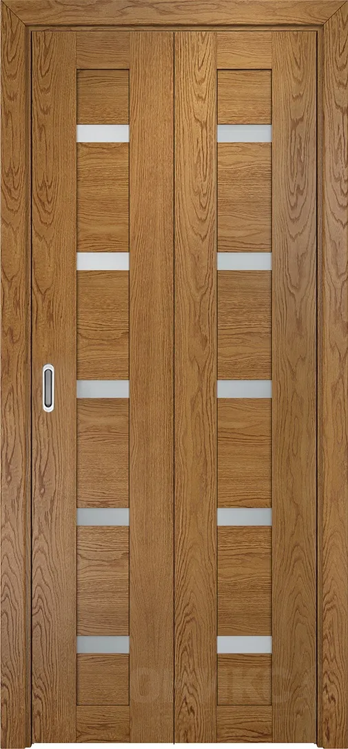 Двери в интерьере - Дверь-книжка Оникс Тектон 5 дуб золотистый, сатинат белый