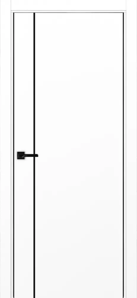 Двери в интерьере - Дверь Эко 204 белый снежный молдинг SB, кромка AL черная SB с 2-х сторон, глухая