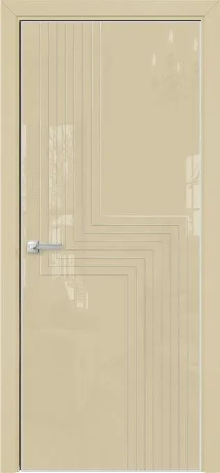 Двери в интерьере - Дверь Оникс Арт лакобель RAL 1015, контурный витраж №1