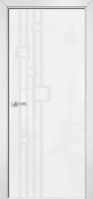 Двери в интерьере - Дверь Оникс Арт, лакобель белый RAL0333 пескоструй №9