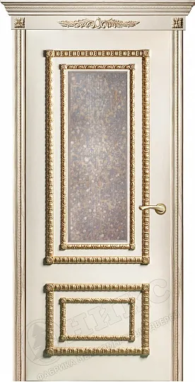 Дверь Оникс Прима эмаль слоновая кость, зеркало состаренное