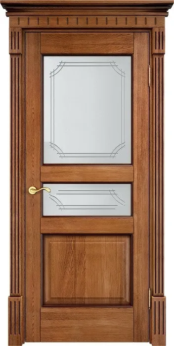 Двери в интерьере - Дверь ПМЦ массив дуба Д5 орех 10% с патиной, стекло 5-1