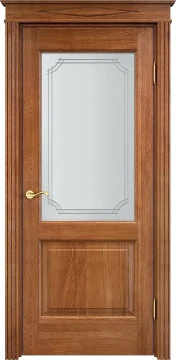 Дверь ПМЦ массив дуба Д13 орех 10%, стекло 13-5