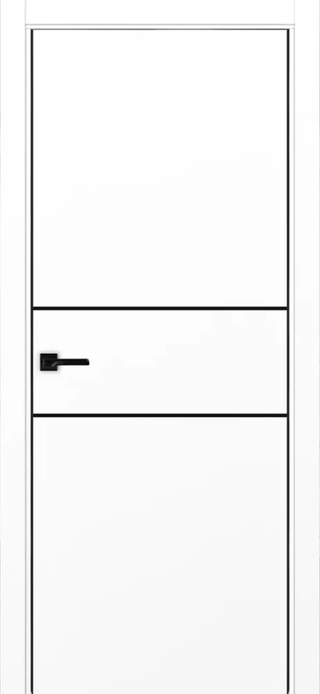 Двери в интерьере - Дверь Эко 203 белый снежный молдинг SB, кромка AL черная SB с 2-х сторон, глухая
