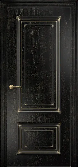 Дверь Оникс Мадрид эмаль черная патина золото, глухая
