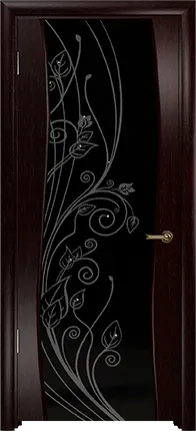 Дверь Арт Деко Вэла венге, черный триплекс рисунок со стразами