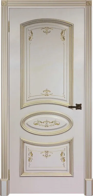 Двери в интерьере - Дверь ДР Финеза Багет-3 эмаль слоновая кость патина золото, глухая