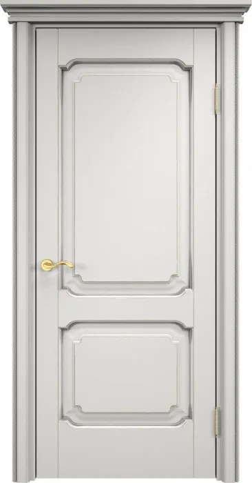 Дверь ПМЦ массив ольхи ОЛ7.2 белый грунт с патиной серебро, глухая. Фото №2