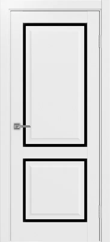 Двери в интерьере - Дверь Эко 602С.2121 ОФ4 белый снежный, lacobel черный