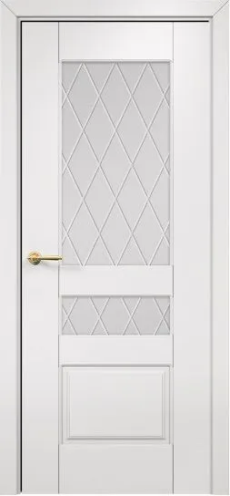 Двери в интерьере - Дверь Оникс Версаль фрезерованная эмаль белая, сатинат с гравировкой ромбы