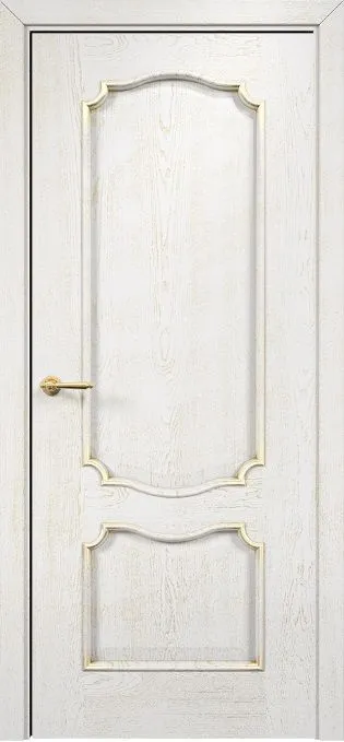 Двери в интерьере - Дверь Оникс Венеция эмаль белая патина золото, глухая