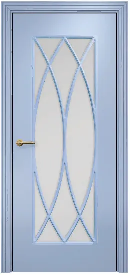 Двери в интерьере - Дверь Оникс Турин фрезерованная эмаль голубая, сатинато с решеткой №6