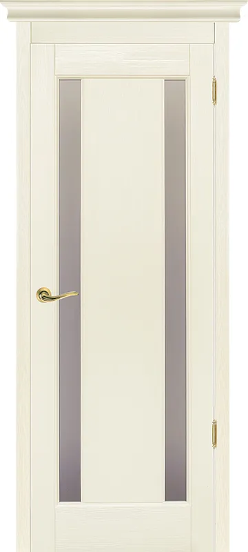 Двери в интерьере - Дверь ОКА браш массив сосны Милан эмаль слоновая кость, стекло графит