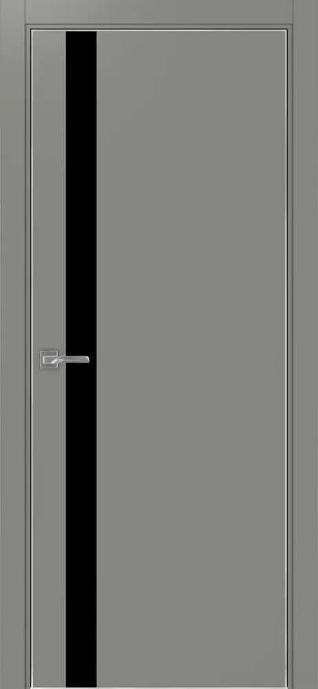 Двери в интерьере - Дверь Эко 211 серый, кромка AL хром SC с 4-х сторон, lacobel черный