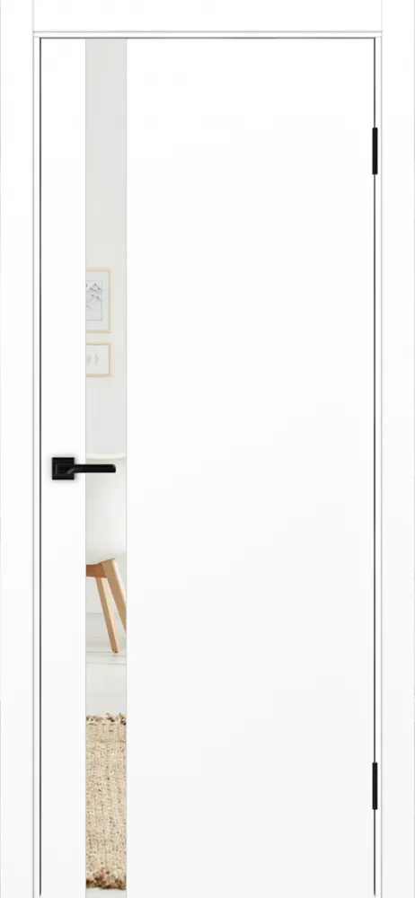 Двери в интерьере - Дверь Эко 211 белый снежный, кромка ABS, зеркало