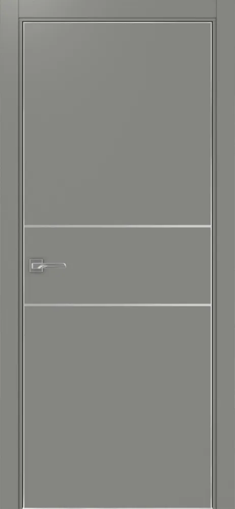 Двери в интерьере - Дверь Эко 203 серый молдинг SC, кромка AL хром SC с 4-х сторон, глухая