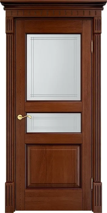 Двери в интерьере - Дверь ПМЦ массив дуба Д5 коньяк с патиной, стекло 5-3