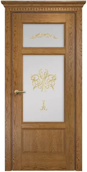 Двери в интерьере - Дверь Оникс Италия 4 дуб золотистый, сатинат белый контурный витраж золото №2