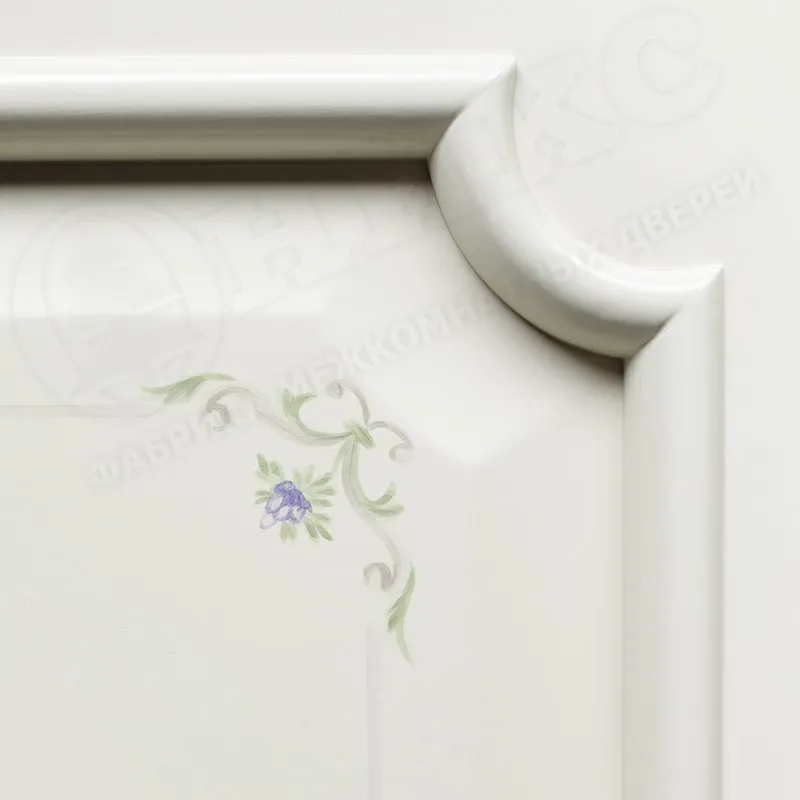 Дверь Оникс Валенсия эмаль белая со сложной росписью 2, глухая. Фото №2