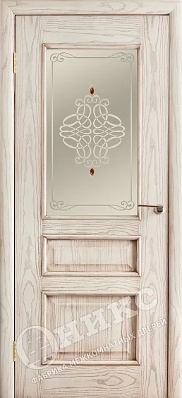 Дверь Оникс Версаль эмаль слоновая кость с патиной, фьюзинг "Ажур"