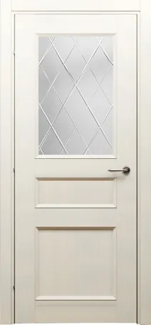 Двери в интерьере - Дверь Краснодеревщик 3342 выбеленный дуб, стекло матовое гравировка Кристалл