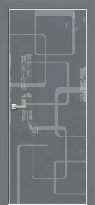 Двери в интерьере - Дверь Оникс Арт, лакобель серый RAL 7040, пескоструй №8