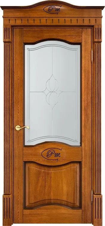 Дверь Итальянская Легенда массив дуба Д3 медовый с патиной орех, стекло 3-3