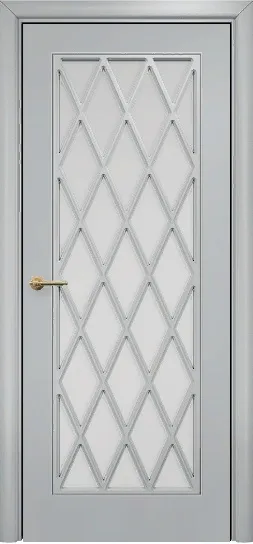 Двери в интерьере - Дверь Оникс Турин фрезерованная эмаль RAL 7038, сатинато с решеткой №4
