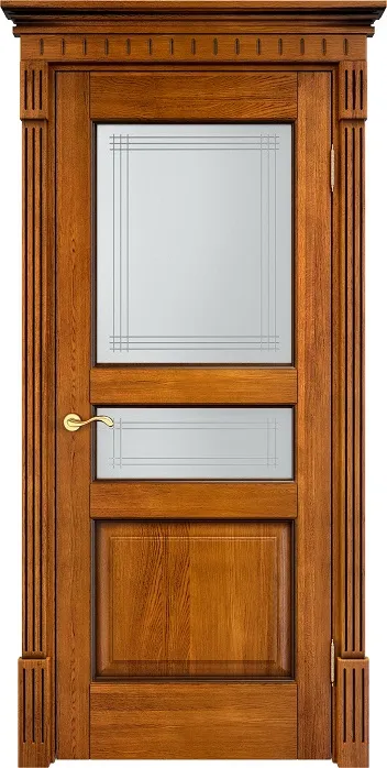 Дверь Итальянская Легенда массив дуба Д5 медовый с патиной орех, стекло 5-2