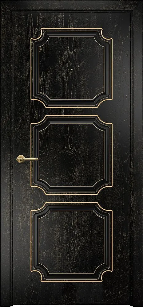 Двери в интерьере - Дверь Оникс Валенсия фрезерованная эмаль черная патина золото, глухая