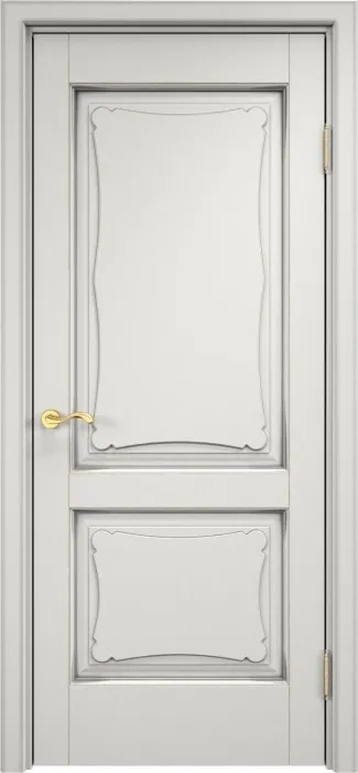 Дверь Итальянская Легенда массив ольхи ОЛ6.2 белый грунт с патиной серебро, глухая
