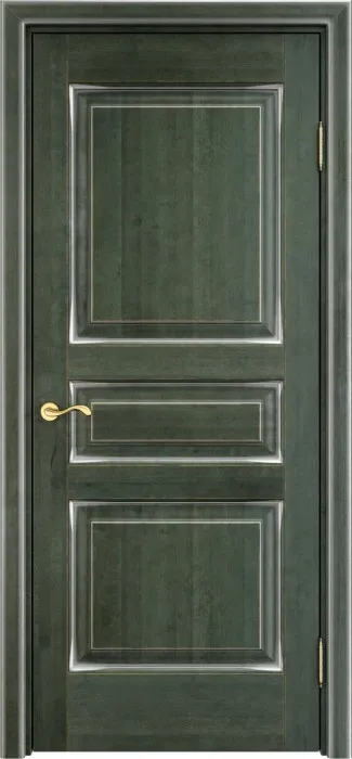 Дверь ПМЦ массив ольхи ОЛ5 зеленый с патиной серебро, глухая