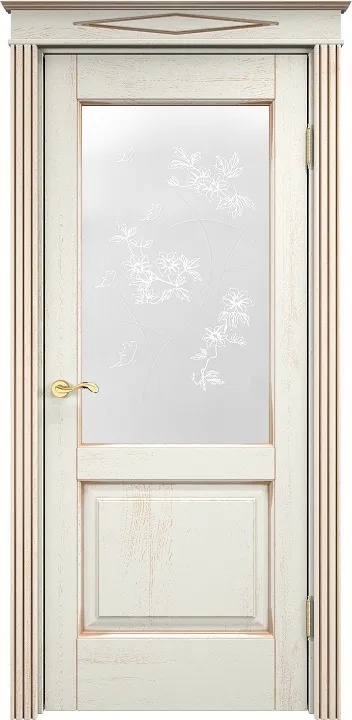 Двери в интерьере - Дверь ПМЦ массив дуба Д13 эмаль F120 с золотой патиной, стекло 13-4