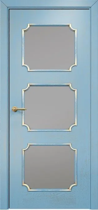 Двери в интерьере - Дверь Оникс Валенсия эмаль голубая патина золото, сатинат графит