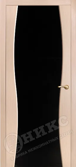 Дверь Оникс Грация беленый дуб, черный триплекс