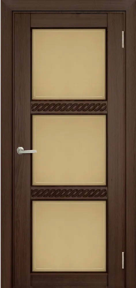 Двери в интерьере - Дверь Берест массив сосны Браво дуб, фреза коса, стекло бронза