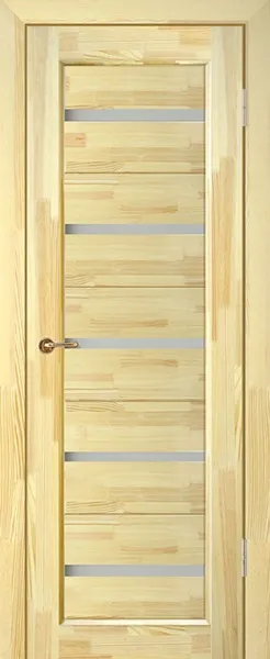 Дверь Вилейка массив сосны Вега-5 неокрашенная, стекло матовое