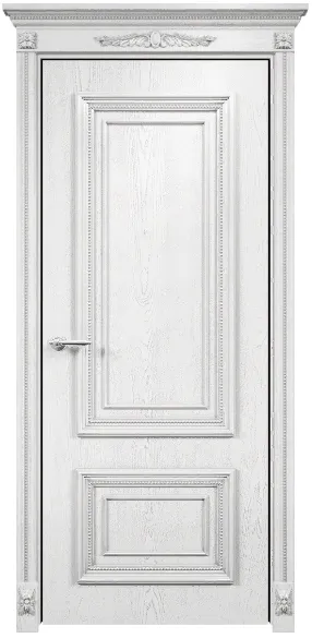Дверь Оникс Мадрид эмаль белая с серебряной патиной, глухая. Фото №5