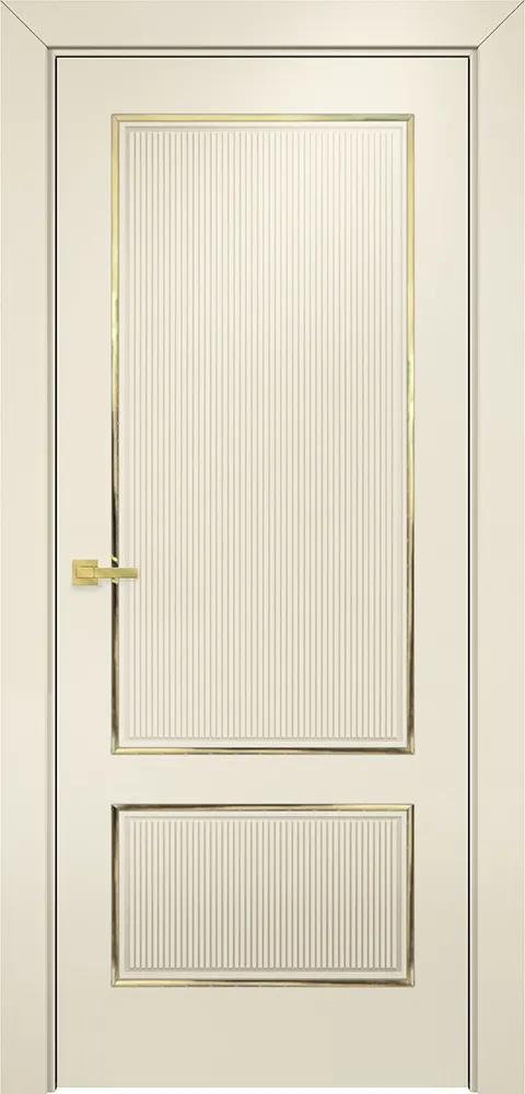 Двери в интерьере - Дверь Оникс Сиэтл 2 эмаль слоновая кость молдинг золото, глухая