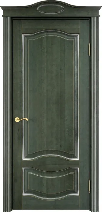 Дверь Итальянская Легенда массив ольхи ОЛ33 зеленый с патиной серебро, глухая. Фото №2