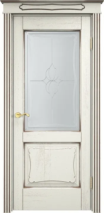 Двери в интерьере - Дверь ПМЦ массив дуба Д6 эмаль F120 с черной патиной, стекло 6-5