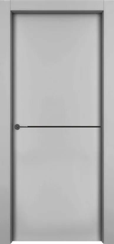 Двери в интерьере - Дверь 1001-М1 эмаль серая, молдинг черный, глухая