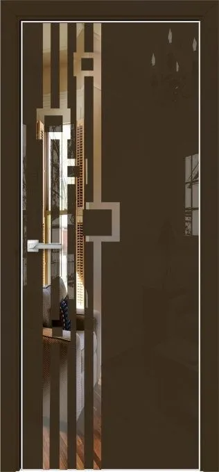Двери в интерьере - Дверь Оникс Арт, лакобель коричневый RAL 8028, зеркало №9