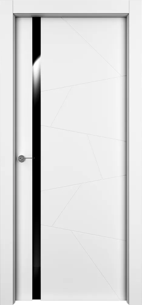 Двери в интерьере - Дверь Берг эмаль белая, триплекс черный, глухая