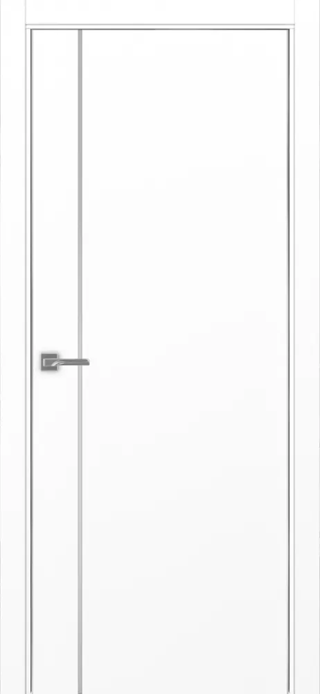 Двери в интерьере - Дверь Эко 204 белый снежный молдинг SC, кромка AL хром SC с 2-х сторон, глухая