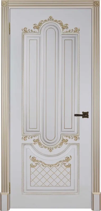 Двери в интерьере - Дверь ДР Finezza Александрия 2 эмаль слоновая кость патина золото, глухая