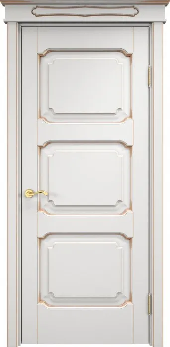 Двери в интерьере - Дверь Итальянская Легенда массив ольхи ОЛ7.3 белый грунт с патиной золото, глухая